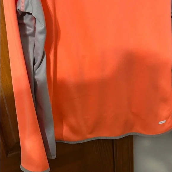 Danskin Now Vibrant Orange Hoodie with Gray Trim Large. 12/14 some wear - Picture 10 of 14